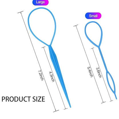 6pcs Pony Hair Tail Tools, Hair Loop Styling Tool French Braiding Hair Tool, Hair Braid Accessories Ponytail Maker for Women Girls, Ponytail Hair Pull Through Tool (2pink+2blue+2purple)