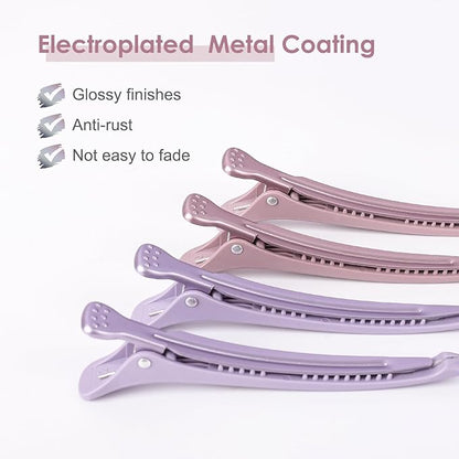 AIMIKE 4pcs Morandi Duck Billed Hair Clips with Silicone Band, Salon Styling & Sectioning Clips
