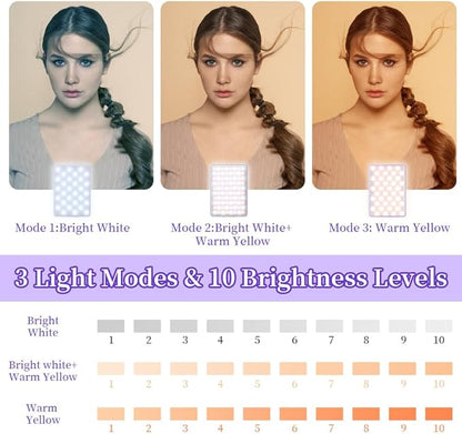 Inspack 60 LED Selfie Light for iPhone, with Back Clip & Front, Portable Phone Clip for Tiktok Video Recording, Zoom Calls Lighting Computer, High Power Rechargeable with 3 Light Modes, Purple