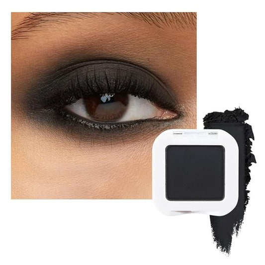 evpct Matte Black Single Eye Shadow Palette Makeup for Older Women, Black Cream Eye Shadow Palette Single for Older Women Matte, High Pigment Waterproof Monochrome Mini Eyeshadow, Sombra de ojos