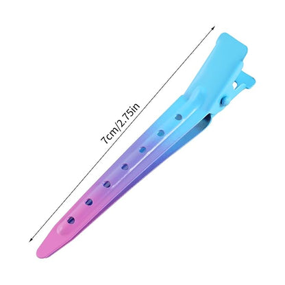 24 Packs Duck Bill Clips, Bantoye 2.75 Inches Rustproof Metal Alligator Curl Clips with Holes for Hair Styling, Hair Coloring, Gradient Blue