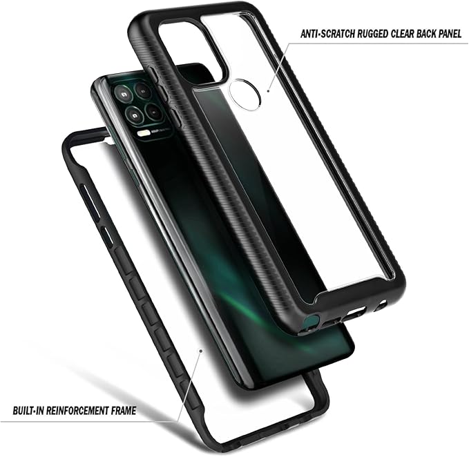 NZND for Motorola Moto G Stylus 5G Case with [Built-in Screen Protector], [16FT Military Grade Drop Tested] Full-Body Protective Shockproof Rugged Bumper Case for Stylus 5G 2021 (Black)