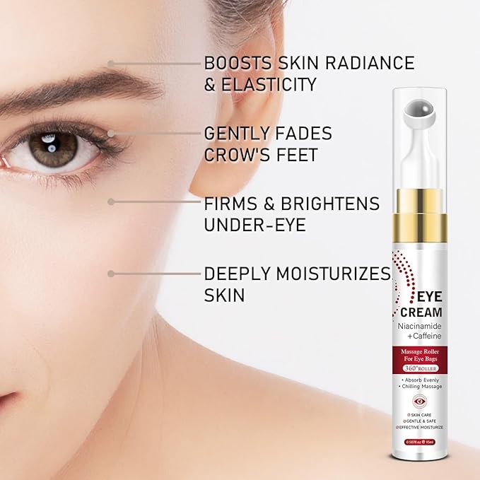 6% Caffeine Eye Cream for Anti-Aging with Retinol Niacinamide Collagen, Under Eye Cream for Dark Circles Fine Lines Wrinkles Puffiness and Bags Under Eyes, Eye Bags Treatment for Women & Men, 0.5 oz