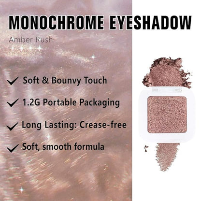 evpct Single Eye shadow Palette Makeup for Older Women, Amber Rush Brown Shimmer Glitter Sparkly Cream Eye Shadow Palette Brightener Makeup for Older Women, High Pigment Monochrome Mini Eyeshadow