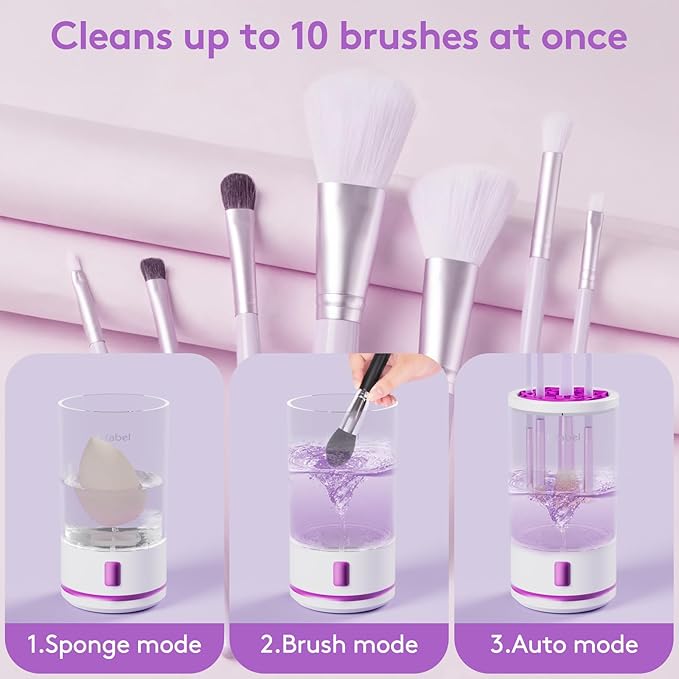 Electric Makeup Brush Cleaner machine, 2 in 1 Makeup Brush Washer, Battery Operated Automatic Spinning Cosmetic Brush Cleaner Ceanser For All Size Makeup Sponges