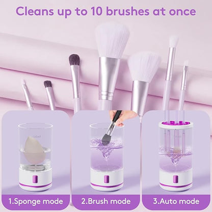 Electric Makeup Brush Cleaner machine, 2 in 1 Makeup Brush Washer, Battery Operated Automatic Spinning Cosmetic Brush Cleaner Ceanser For All Size Makeup Sponges