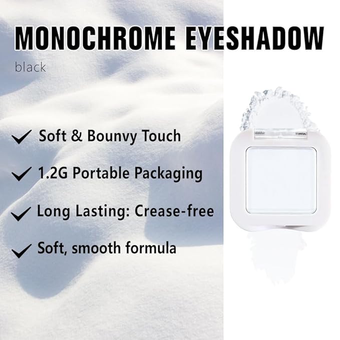 evpct Matte White Single Eye Shadow Palette Makeup for Older Women, White Cream Eye shadow Palette Single for Older Women Matte, High Pigment Waterproof Monochrome Mini Eyeshadow, sombra de ojos