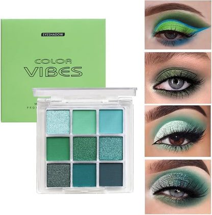 4 Pack/Set Eyeshadow Palette Set - Black, Blue, Green, Purple Themes, High Pigmented Blendable Matte & Glitter Shimmer Finishes, 24-Hour Long Wear Eye Makeup for Christmas Party & Music Festival