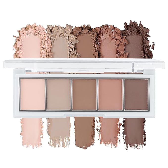 Neutral Nude Brown Eyeshadow Palette Makeup, 5 Colors Velvety Matte Finish, Cool-Toned Nude Taupe Eye Shadows, Natural Everyday to Eye Makeup Looks, for Brown Eyes Long Lasting Naturing-Looking 02#