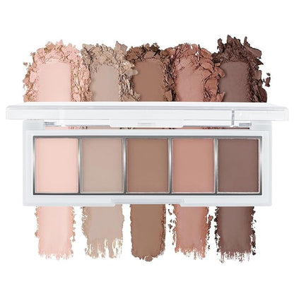 Neutral Nude Brown Eyeshadow Palette Makeup, 5 Colors Velvety Matte Finish, Cool-Toned Nude Taupe Eye Shadows, Natural Everyday to Eye Makeup Looks, for Brown Eyes Long Lasting Naturing-Looking 02#