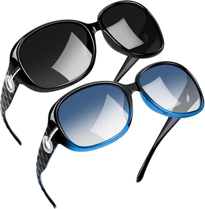 Joopin Big Womens Sunglasses Polarized Trendy Sun Glasses Large Rectangle UV Protection Rhinestone Sunnies