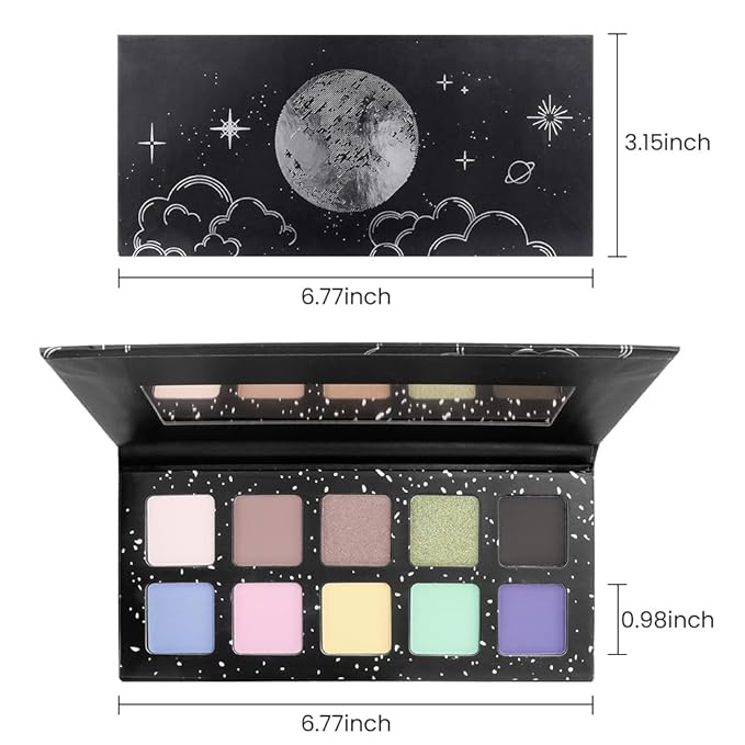 Ten Color Matte Shimmer Eyeshadow Makeup Palette, Nude Brown Green Yellow Blue Purple Pink 10Color Series, Prom Velvety Matte Glitter Finish Eye Makeup Looks,Vegan & Cruelty-Free, Built-in Mirror 02#