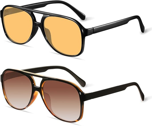 YDAOWKN Retro Aviator Sunglasses for Women Mens Large Frame Classic Vintage 70s Sun Glasses Aviators