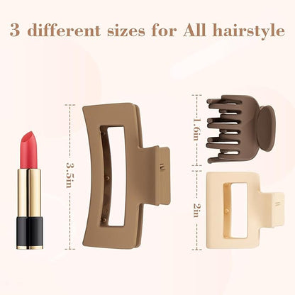 12 PCS Hair Clips for Women - 3 Styles Medium Small Claw Clips for Thin Thick Hair, Natural Color