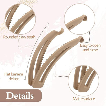 6 PCS Banana Hair Clips, Brown Banana Clips for Women Girls, Large Claw Clips for Thick Thin Hair, 4.72 In Hair Clips for Ponytail Holders, Women Hair Accessories Gifts, Fretwork