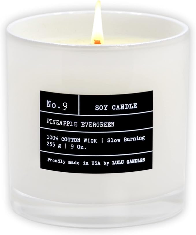 Lulu Candles | Pineapple Evergreen | Luxury Scented Soy Jar Candle | Hand Poured in The USA | Highly Scented Candles for Home Fragrance & Decor (9 Oz.)