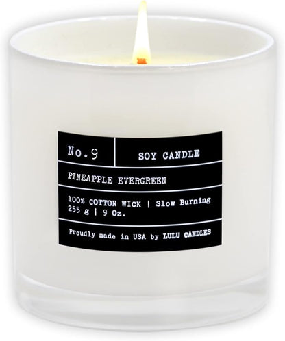 Lulu Candles | Pineapple Evergreen | Luxury Scented Soy Jar Candle | Hand Poured in The USA | Highly Scented Candles for Home Fragrance & Decor (9 Oz.)