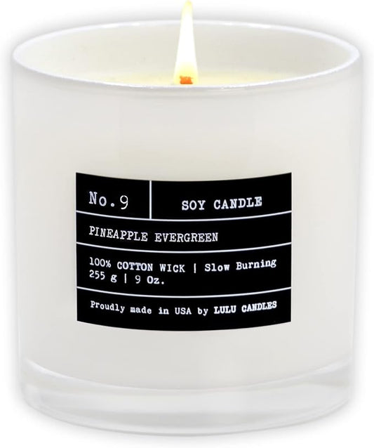 Lulu Candles | Pineapple Evergreen | Luxury Scented Soy Jar Candle | Hand Poured in The USA | Highly Scented Candles for Home Fragrance & Decor (9 Oz.)