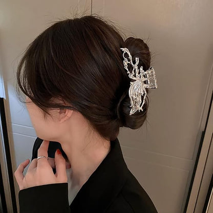 2 Pcs Large Metal Hair Claw Clips - Personality Nonslip Silver Hair Clamps,Perfect Jaw Hair Clamps For Women And Thinner-Thick Hair Styling-Strong Hold Hair-Fashion Hair Accessories (style4)