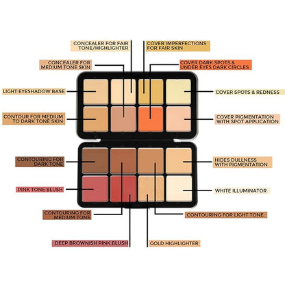 16 Colors Makeup Palette, Full Size, Includes Face Bronzer, Blush, Conceal, Highlighter, Contour, Eyeshadow, 10 Makeup Brushes, for Travel, Holiday, Professional, Daily Use, Christmas