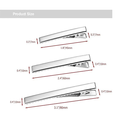 45Pcs Metal Hair Accessories Set: Alligator Hair Clips for Bow Making, 3 Sizes Silver Hair Curlers, Salon Grips, DIY Hairpins with Case