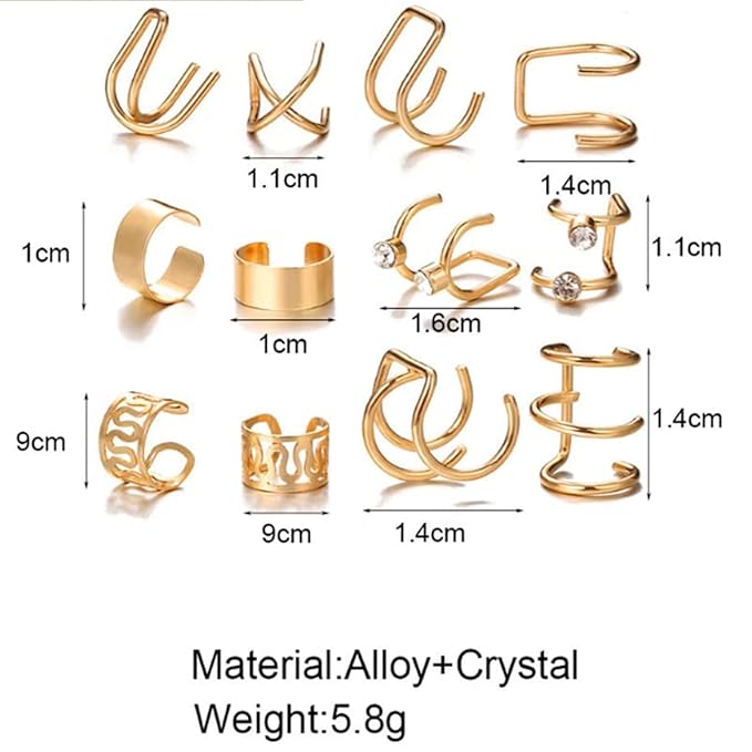 24 Pcs Gold Hair Braids Dreadlock, Non-Piercing Ear Clip Beard Beads Cuffs Clip Hair for Women Men Hair Accessories Styling Jewelry Tools