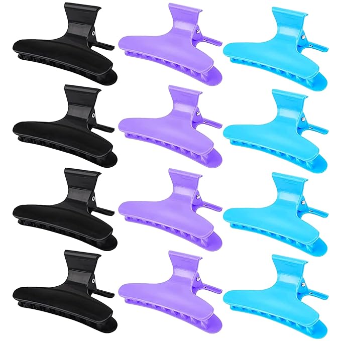 Ondder Hair Clips, 12 Pack - Butterfly Hair Clips Clamps Claws Pro Salon Hair Clips for Cutting, Styling, Sectioning, Coloring Hair - Hair Accessories for Women Girls