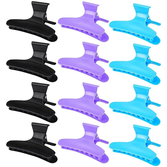 Ondder Hair Clips, 12 Pack - Butterfly Hair Clips Clamps Claws Pro Salon Hair Clips for Cutting, Styling, Sectioning, Coloring Hair - Hair Accessories for Women Girls