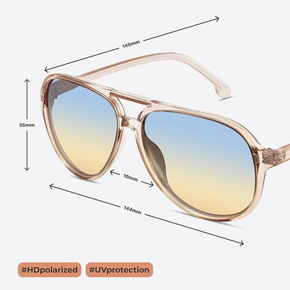 livho Trendy Polarized Aviator Sunglasses Women Men, Retro Sun Glasses for Women Men 2025, Oversized UV Protection Shades