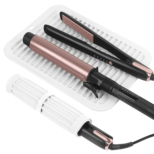 Large Silicone Heat Resistant Mat, Professional Hot Hair Tools Mat for Curling Iron, Flat Iron, Hair Straightener, Portable Hot Pad Cover with Velcro for Travel Home Salon(11.8" x 9.0")