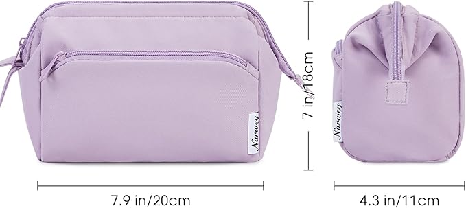 Narwey Makeup Bag Women Wide-open Make up Bag Travel Cosmetic Bag Organizer Toiletry Bag for Cosmetics Toiletries Accessories (Purple)
