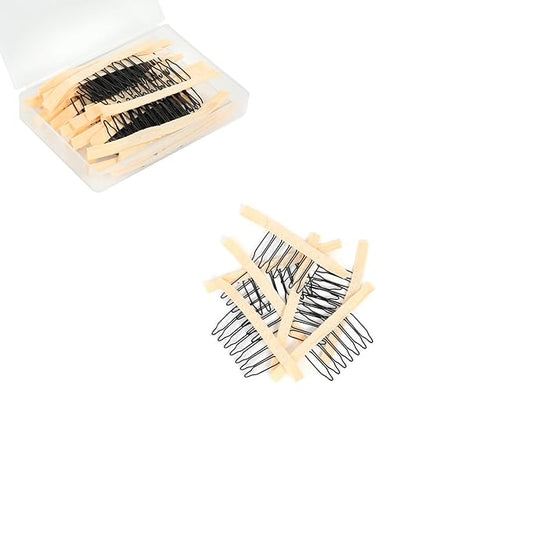 50 Pieces Wig Combs Wig Clips Wig Combs to Secure Wig 7-teeth Wig Accessories Tools For Making Wig Caps Wig Comb (Beige,50 Pcs)