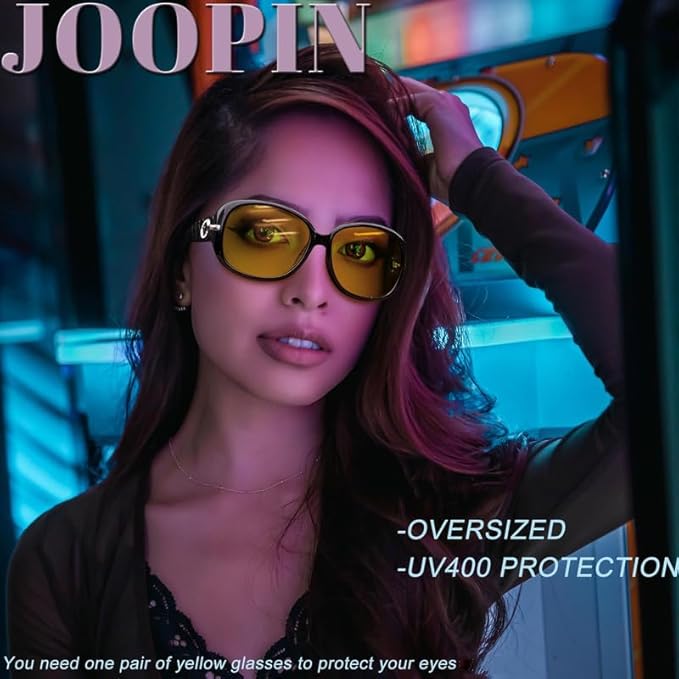 Joopin Big Womens Sunglasses Polarized Trendy Sun Glasses Large Rectangle UV Protection Rhinestone Sunnies