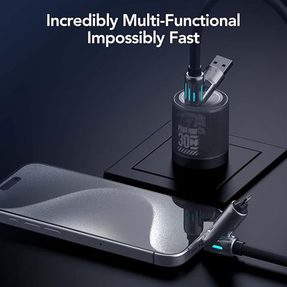 4-in-1 Universal Multi USB Charging Cable – 240W Max Fast Charger Cord with Multiple Connectors for iPhone 16/15/14/13, iPad, Samsung, MacBook, Tablets & More (Rich Black, 10Ft)