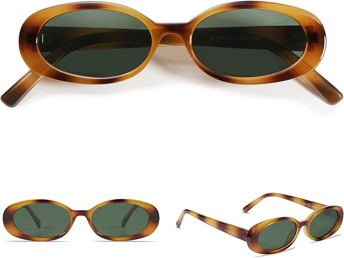 VANLINKER Polarized Retro Oval Sunglasses for Women and Men Small 90s Style VL9580