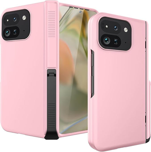 Miimall Thin Cases for Pixel Fold 9 Pro Case, [Kickstand & Hinge Protection][All-Inclusive Protection] Anti-Fingerprint Protective Case for Google Pixel 9 Pro Fold Cases, Pink
