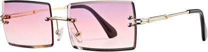 Rectangle Sunglasses for Men/Women Small Rimless Square Shade Eyewear