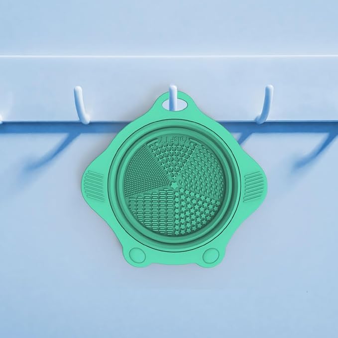 Foldable Silicone Makeup Brush Cleaner Pad Bowl, YalsFTY Portable Mat Scrubber Cleaning Tool for Makeup Brushes (Green)