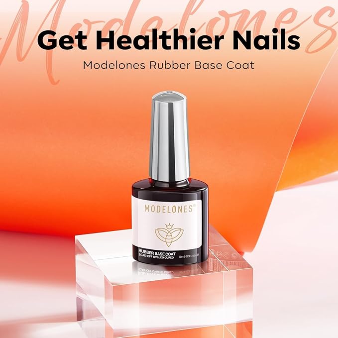 modelones Milky White Rubber Gel Base Coat, 6 in One Builder for Strengthen Apex Building Extension Long Lasting Protect Color Based Gel Polish Manicure for Fragile Nails Art Home Salon