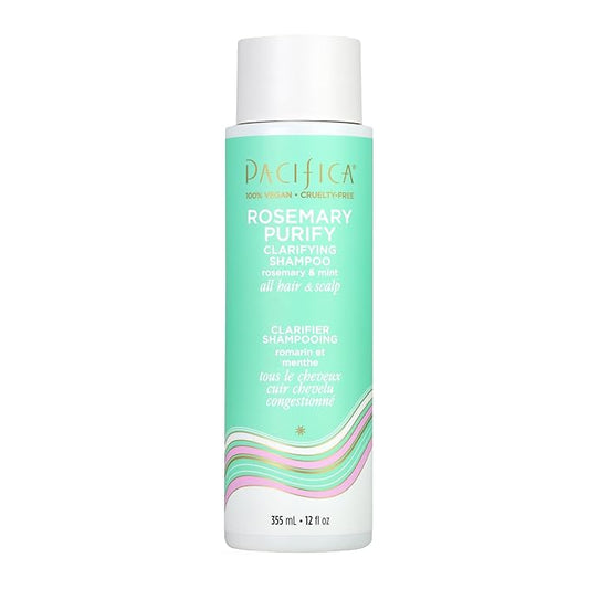 Pacifica Clarifying Shampoo – Rosemary Purify Invigorating Shampoo w/Soothing Mint for Detoxing Hair & Scalp Build-Up, Sulfate & Silicone Free - Vegan & Cruelty-Free Dermatologist Tested