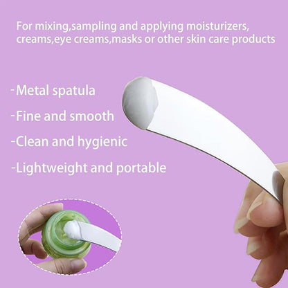 8 Pcs Mini Metal Cosmetic Spatulas,Reusable Cosmetic Cream Spatulas Spoon,Skincare Spatula Mixing and Sampling Makeup Cosmetic Beauty Tools,Practical Beauty Accessories (Silver)