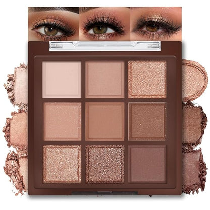 Neutral Nude Brown Smokey Eye Eyeshadow Palette Makeup, Matte & Shimmer Rose Gold Bronze Cream Eyeshadow Palette,Highly Pigmented Natural Eyeshadow for Eyes Long Lasting Naturing-Looking 04#