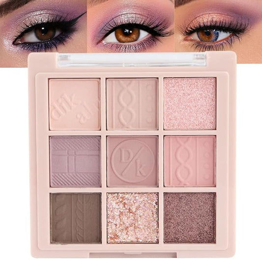 9 Colors Nude Champagne Gold Matte Shimmer Eyeshadow Palette for Eye Makeup,High Pigmented Brown Eye Shadow Primers Powder Palet de sombras de ojos-16#