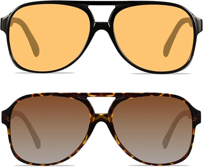 YDAOWKN Retro Aviator Sunglasses for Women Mens Large Frame Classic Vintage 70s Sun Glasses Aviators