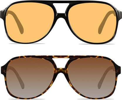 YDAOWKN Retro Aviator Sunglasses for Women Mens Large Frame Classic Vintage 70s Sun Glasses Aviators