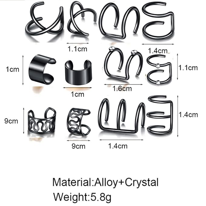 24 Pcs Black Hair Braids Dreadlock, Non-Piercing Ear Clip Beard Beads Cuffs Clip Hair for Women Men Hair Accessories Styling Jewelry Tools