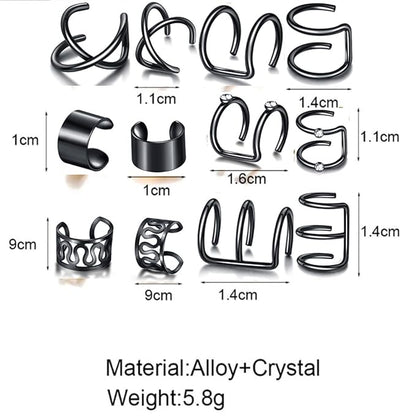24 Pcs Black Hair Braids Dreadlock, Non-Piercing Ear Clip Beard Beads Cuffs Clip Hair for Women Men Hair Accessories Styling Jewelry Tools