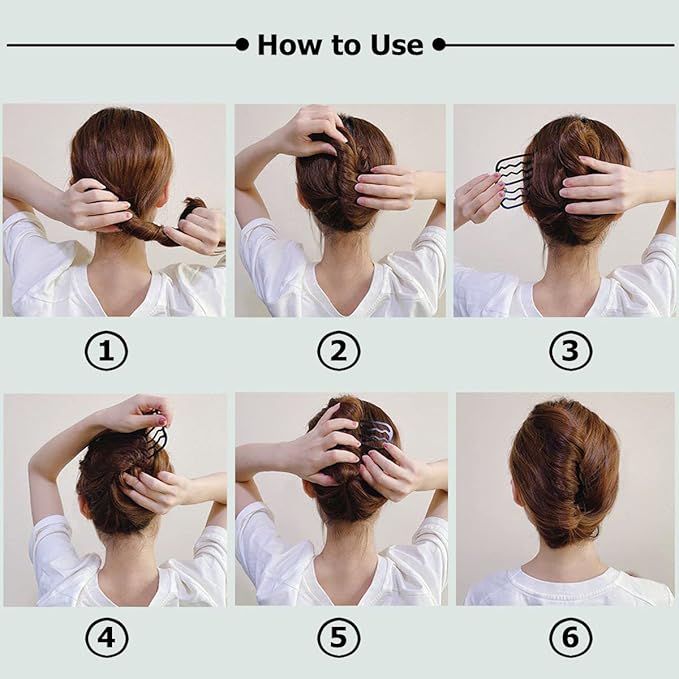 6 Piece Metal Hair Side Combs Hair Fork Clip Pins for Updo Bun, U Shape for Vintage Hairstyle Hair Accessories (Gold-4 Teeth)