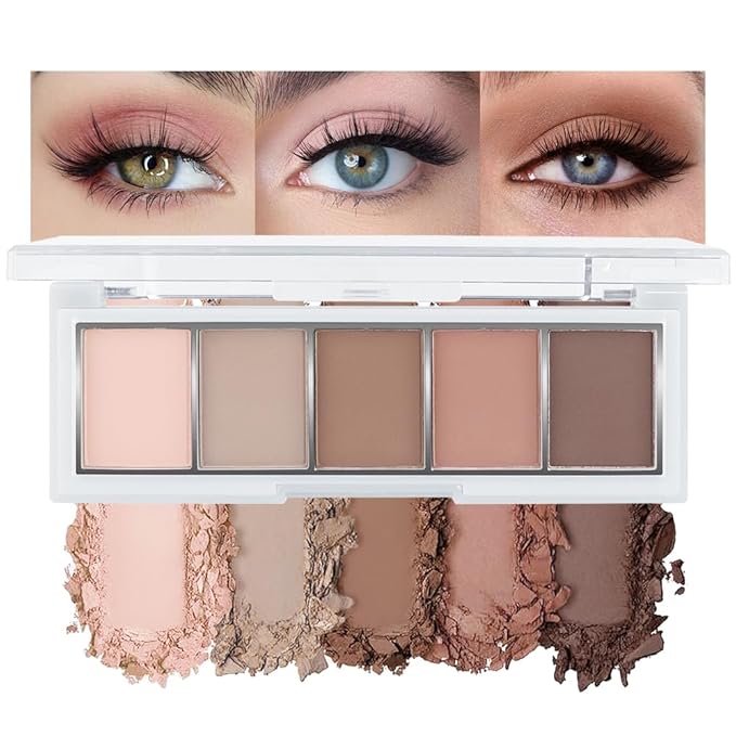 5 Color Eye Shadow Palette Makeup, Nude Coffee Taupe Brown Dark Brown, Velvety Matte Finish, Highly Pigmented Make up Eyeshadow Palette, Long Lasting Waterproof, Neutral Daily Eye Makeup 02#