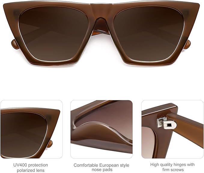 SOJOS Trendy Oversized Square Cateye Polarized Sunglasses Womens Big Frame Shades SJ2115